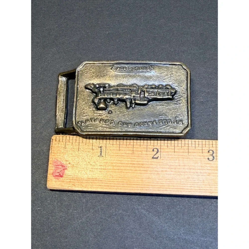 Vintage Wells Fargo and Company Steam Locomotive Train Belt Buckle Brass Tone